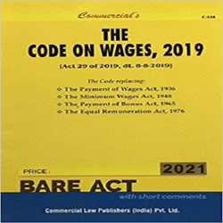 Commercial’s The Code on Wages,2019 [Bare Act 2021] books