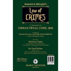 Law of Crimes -A Commentary on the Indian Penal Code (in 3 Vols.) by Ratanlal & Dhirajlal