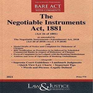 The Negotiable Instruments Act 1881[Bare Act 2022]-L&JP
